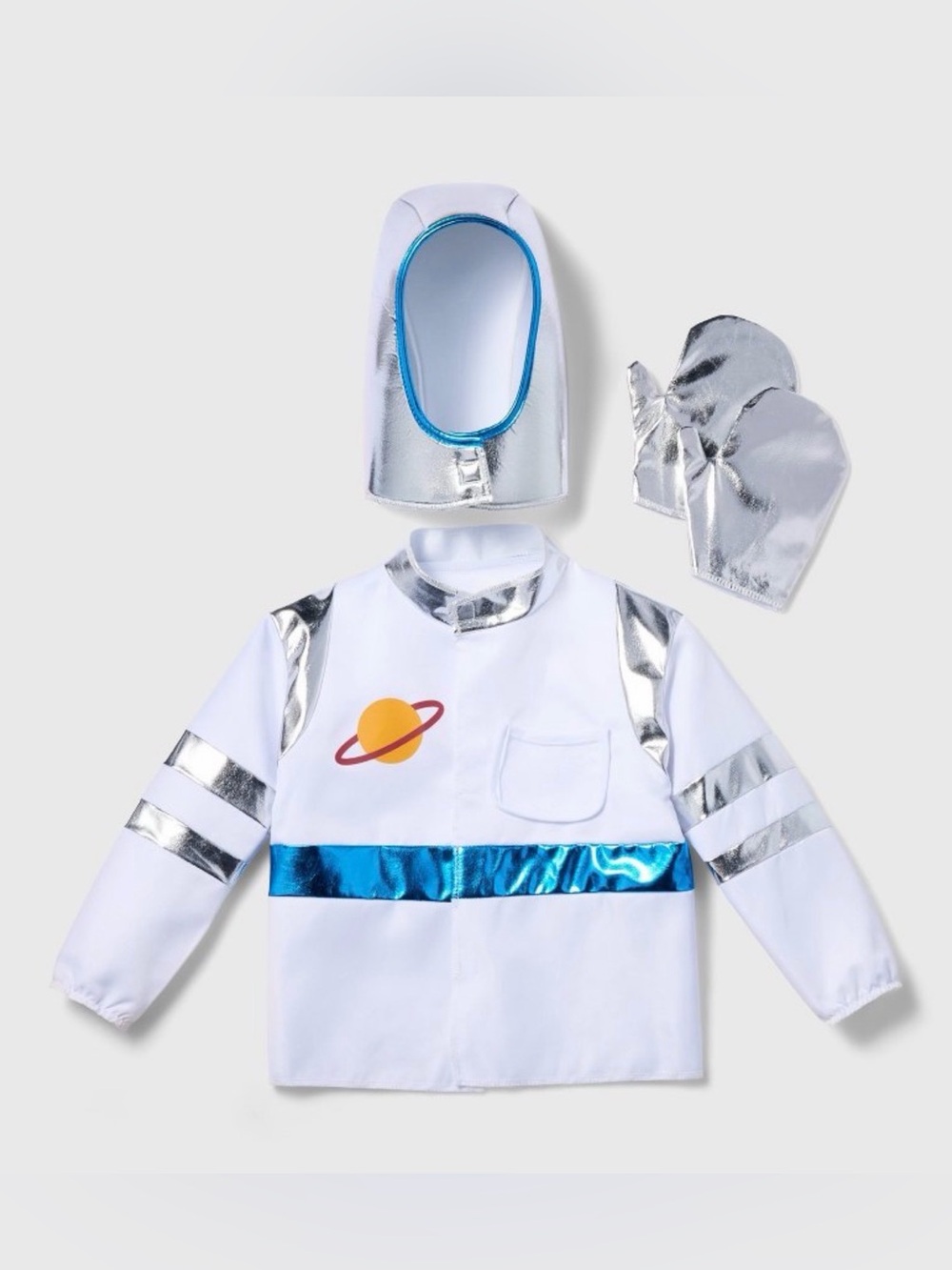 Children's White and Silver Astronaut Space Explorer Costume with Blue Accent
